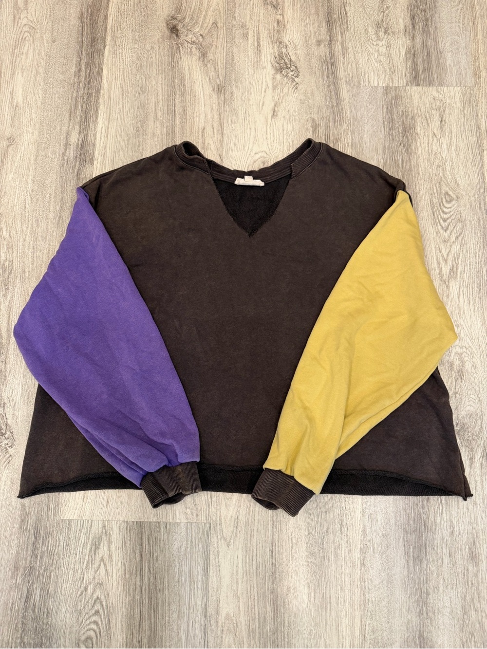 Ee:Some Large Brown Purple Yellow Colorblock Oversized Sweatshirt